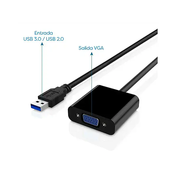 Cable Adaptador Convertidor De Usb 3.0 A Vga Color Negro